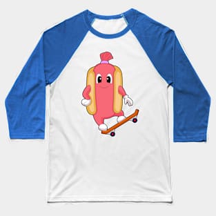 Hotdog Skater Skateboard Sports Baseball T-Shirt